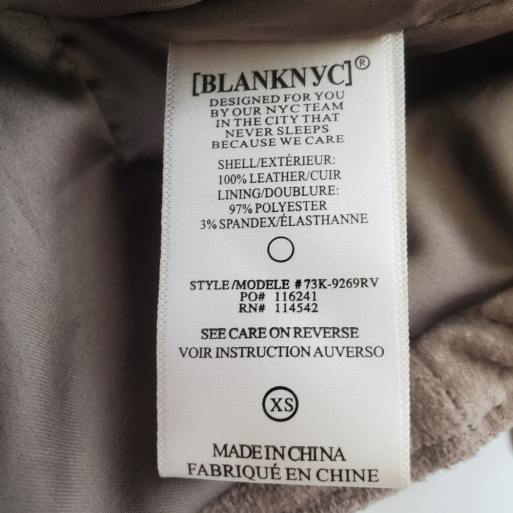 Blank NYC Genuine Leather Moto Jacket XS Tan Brown Suede Asymmetrical Zip Crop - Picture 8 of 14